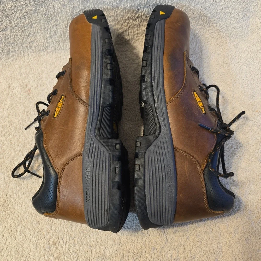 KEEN Chicago Oxford Work Utility Carbon Toe Safety Shoes Brown Leather Sz 14D